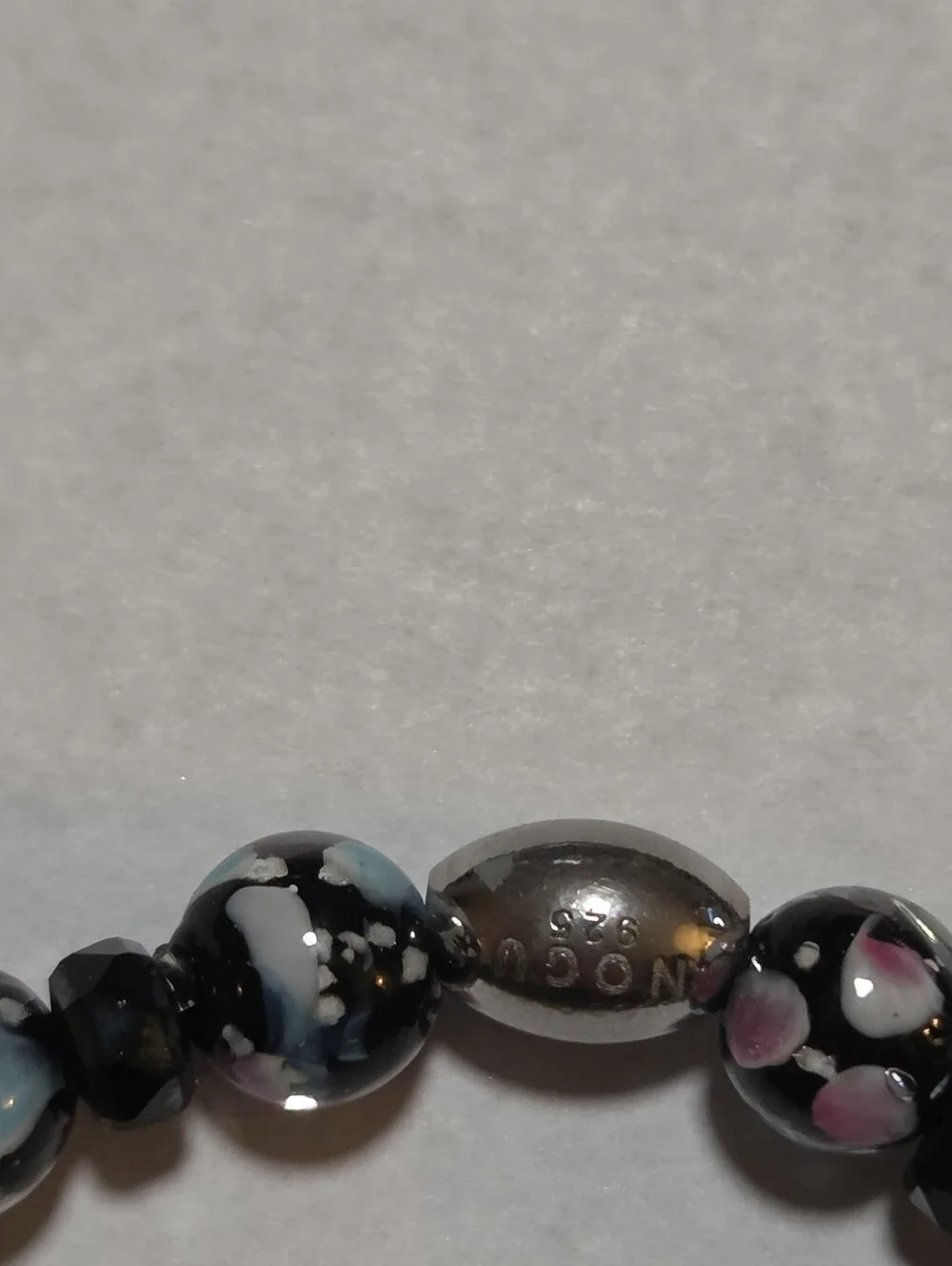 🆕️ NOGU Black Orchid .925 Sterling Silver Firefly Glass Blossom Bracelet